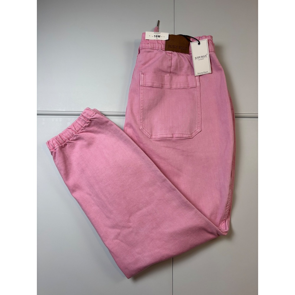 NWT Judy Blue Regina Pink Denim Jogger Jeans 16W High Rise JB88814